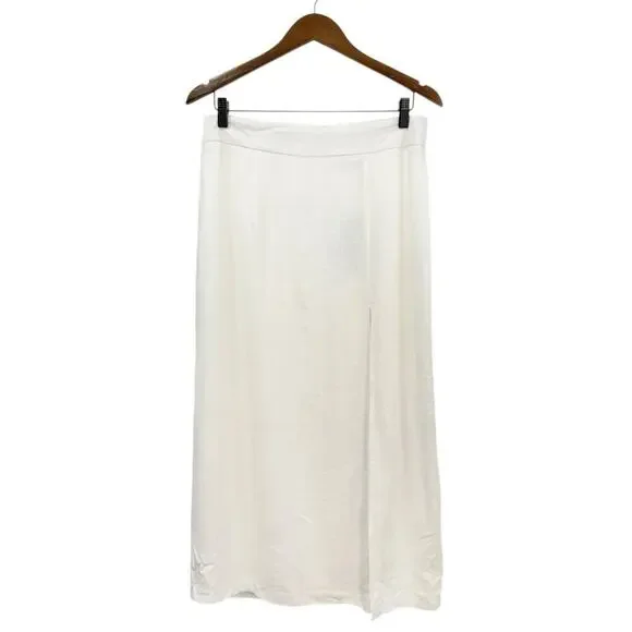 Lulu's White Midi Skirt with Front Slit - Picture 2 of 7